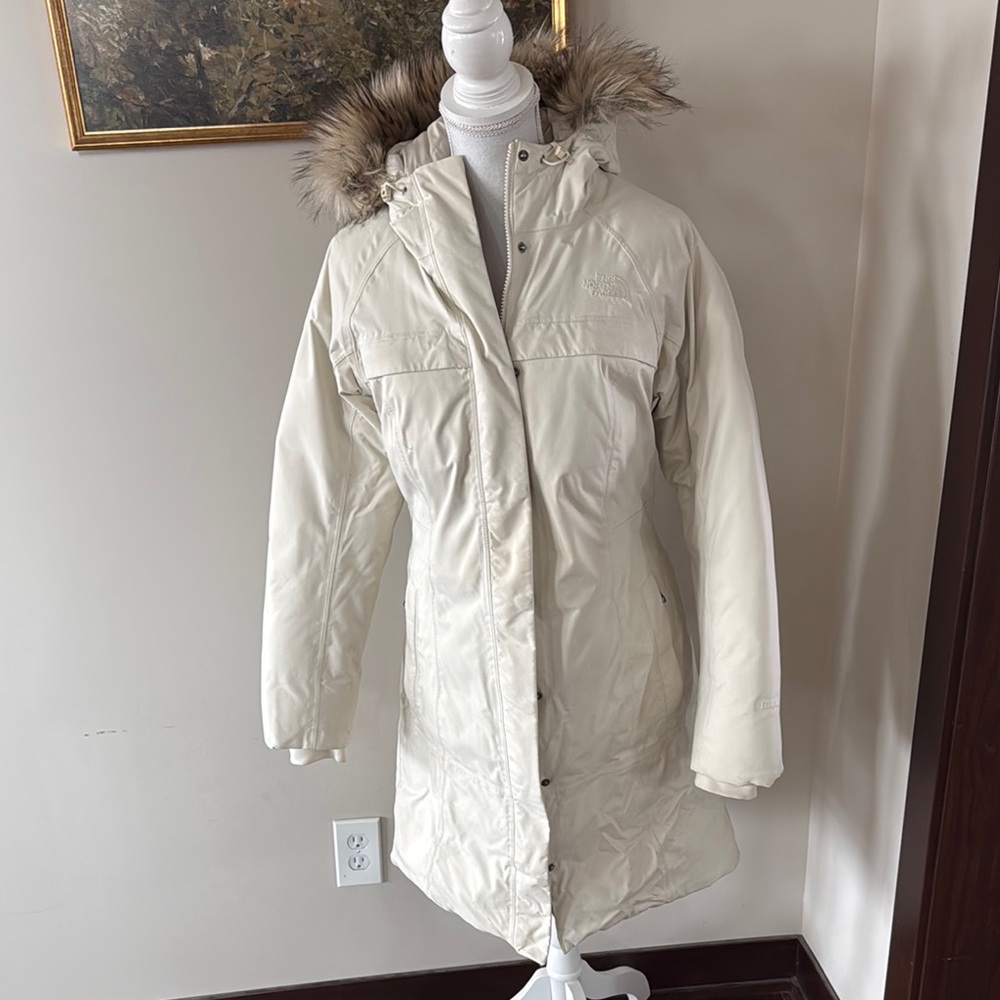 The North Face Women's Cream Parka with Faux Fur Hood